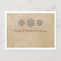 Gray Grunge D20 Dice Gamer Table Number Briefkaart