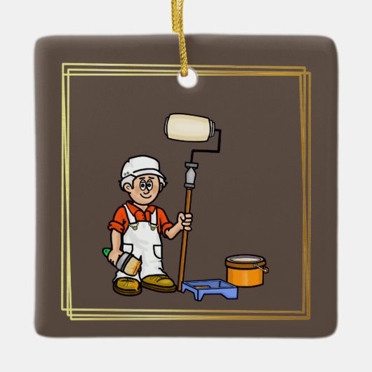 Gray Hair Older Male House Painter Ornament (Voorkant)