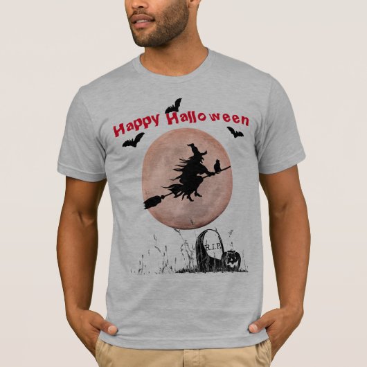 Gray Halloween Witch T-shirt (Voorkant)
