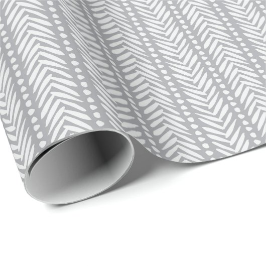 Gray Hand Drawn Chevron Pattern Cadeaupapier (Rol Hoek)