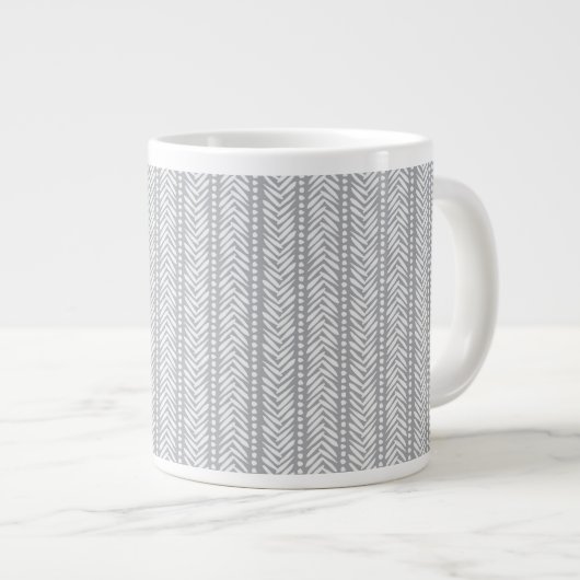 Gray Hand Drawn Chevron Pattern Extra Grote Beker (Voorkant rechts)