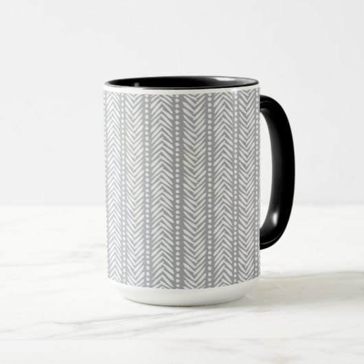 Gray Hand Drawn Chevron Pattern Mok (Voorkant rechts)