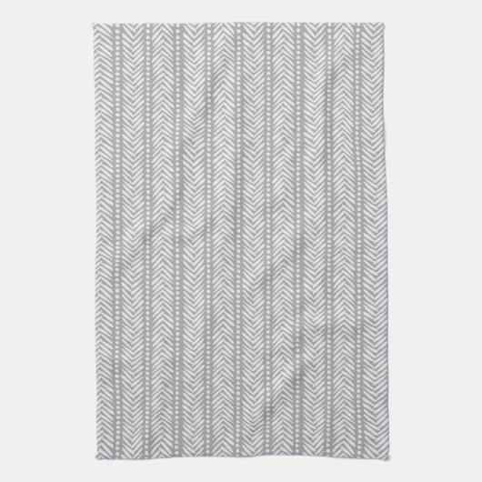 Gray Hand Drawn Chevron Pattern Theedoek (Verticaal)