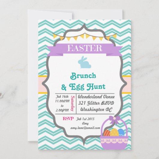 Gray Happy Pâques & Oeufs Hunt Party Invitations (Devant)