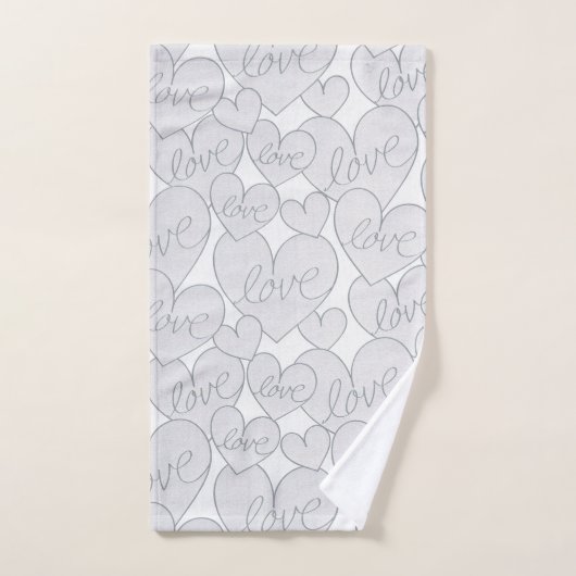 Gray Heart Love Wedding Elegant Handdoek (Handdoek)