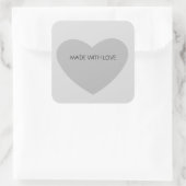 Gray Heart Vierkante Sticker (Tas)