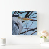 Gray Heron Vierkante Klok (Huis)