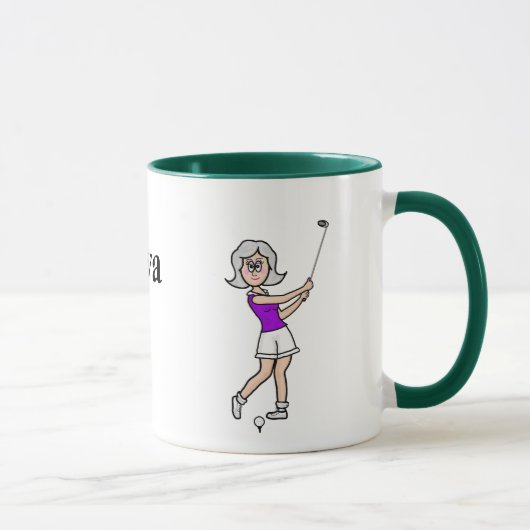 Gray Hiair Femme Golfer Mug (Droite)
