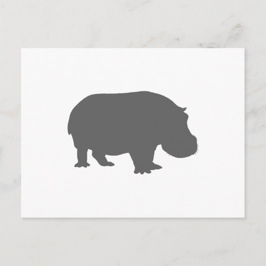 Gray Hippo Silhouette Briefkaart (Voorkant)