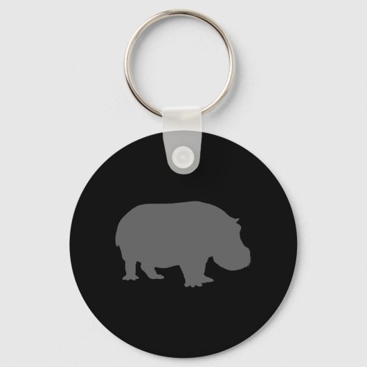 Gray Hippo Silhouette Sleutelhanger (Voorkant)