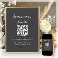 Gray Honeymoon Fund QR Code Wedding Sign