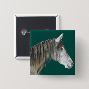 Gray Horse Vierkante Button 5,1 Cm