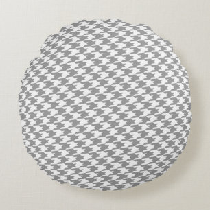 Gray Houndstooth Pattern Round Pillow Rond Kussen