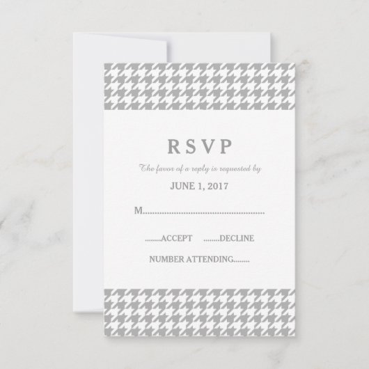Gray Houndstooth Wedding Response Kaart (Voorkant)
