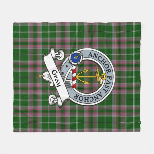 Gray Hunting Clan Badge Tartan Pset Fleece Deken (Voorkant (Horizontaal))