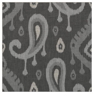 Gray Ikat Paisley Large Scale Stof