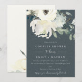 GRAY IVORY WHITE FLORA WATERVERF COUPLY SHOWER KAART (Voorkant / Achterkant)