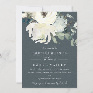 GRAY IVORY WHITE FLORA WATERVERF COUPLY SHOWER KAART
