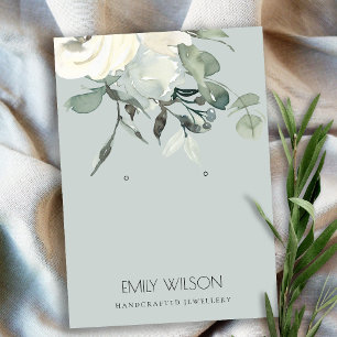 GRAY IVORY WITTE BUNCH EARRING DISPLAY VISITEKAARTJE