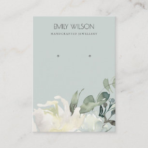 GRAY IVORY WITTE BUNCH EARRING DISPLAY VISITEKAARTJE