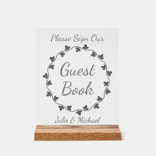 Gray Ivy Wreath Wedding Guest Book (Recto)