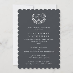 Gray JD Law Scales Laurel Wreath Afstuderen Invita Kaart