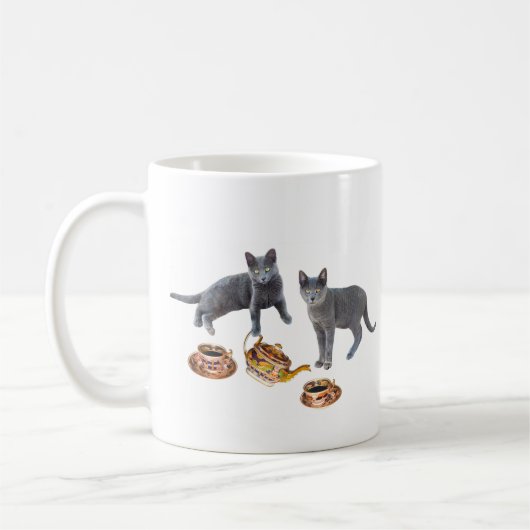 Gray Kittens Tea Party Mug (Gauche)