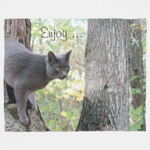 Gray Kitty Cat Fleece Deken