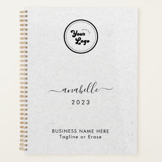 Gray Kraft Style Name Year Custom Business Logo Planner (Voorkant)