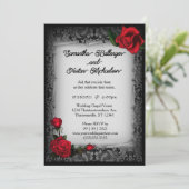 Gray Lace en Rozen Parchment Gothic Wedding Kaart (Staand voorkant)