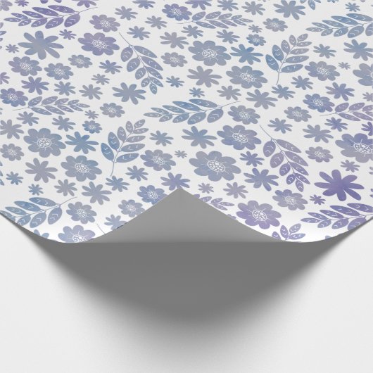 Gray & Lavender Floral Pattern Cadeaupapier (Hoek)