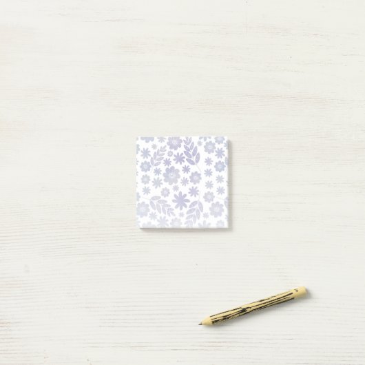 Gray & Lavender Floral Pattern Post-it® Notes (Op bureau)