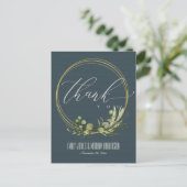 GRAY LEAFY FOLIAGE WATERVERF WEDING DANK U BRIEFKAART (Staand voorkant)