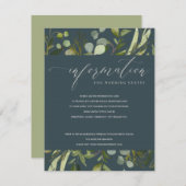 GRAY LEAFY FOLIAGE WATERVERF WEDING INFORMATIE INFORMATIEKAARTJE (Voorkant / Achterkant)