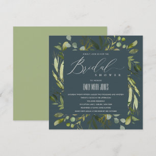 GRAY LEAFY GREEN FOLIAGE WATERVERF VRIJGEZELLENFEE KAART