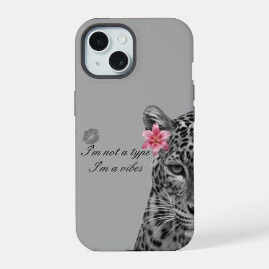 Gray Leopard Aesthetic Phone Case - Trendy Design iPhone 15 Hoesje (Achterkant)