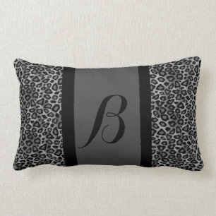 Gray Leopard Animal Print Patroon Monogram Kussen