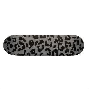 Gray Leopard Animal Print Skateboard