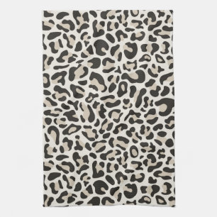 Gray Leopard Print Retro Kitchen Toweldoeken Theedoek