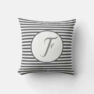 Gray Lijst Monogram Letter Stripes Cushion Kussen