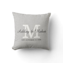 Gray Linen Coal White Monogram Wedding Keepomwille