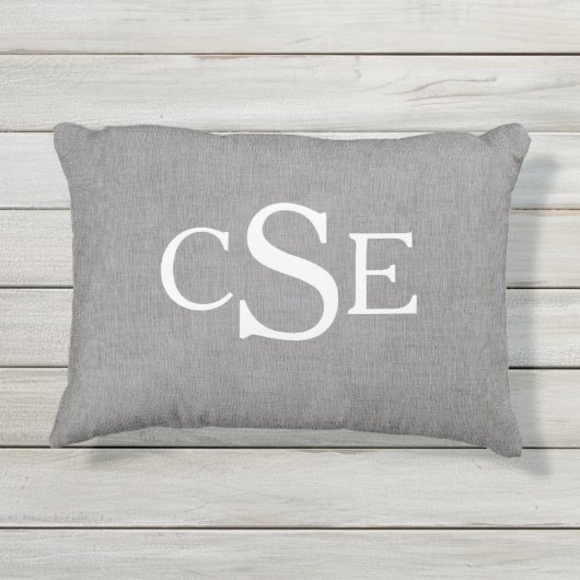 Gray Linen Initiales M. et Mme la Mariage Coussin (Dos)