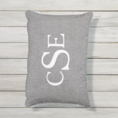 Gray Linen Initiales M. et Mme la Mariage Coussin (Dos (Vertical))