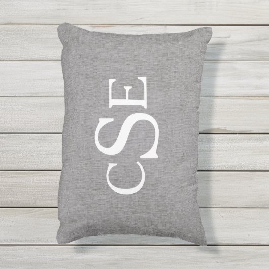 Gray Linen Initiales M. et Mme la Mariage Coussin (Dos (Vertical))