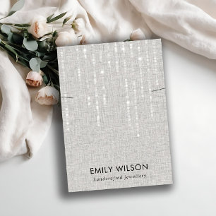 GRAY LINEN LIGHT STRING KETTING BAND DISPLAY VISITEKAARTJE