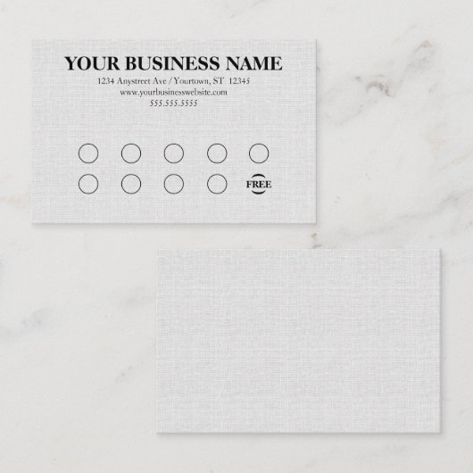 Gray Linen Look Generic Rewards Visitekaartje (Voorkant / Achterkant)