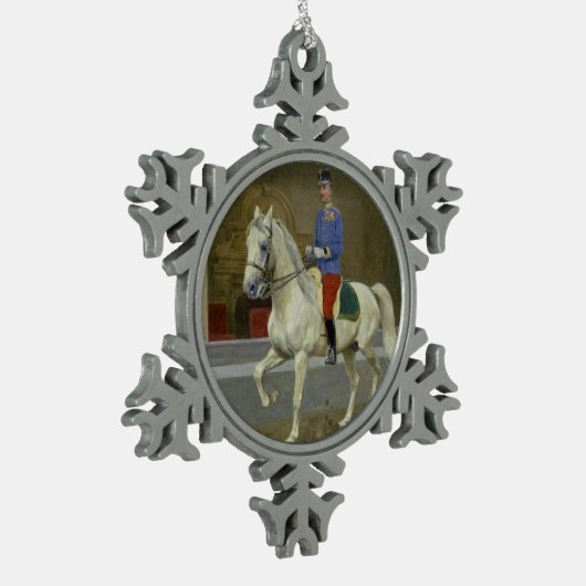 Gray Lipizzan Stallion Kerstannament Tin Sneeuwvlok Ornament (Links)