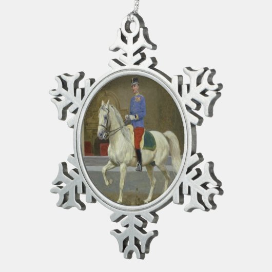 Gray Lipizzan Stallion Kerstannament Tin Sneeuwvlok Ornament (Rechts)