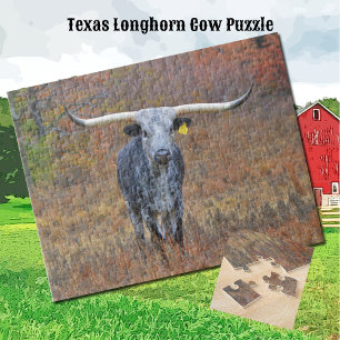 Gray Longhorn Puzzle de vache tachetée
