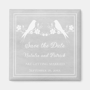 Gray Lovebird Floral Save the Date Magnet